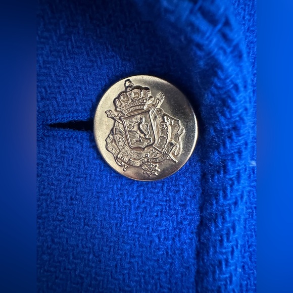 J. Crew Stadium Cloth by Nello Gori Royal Blue Wool Double Breasted Peacoat - Picture 6 of 9